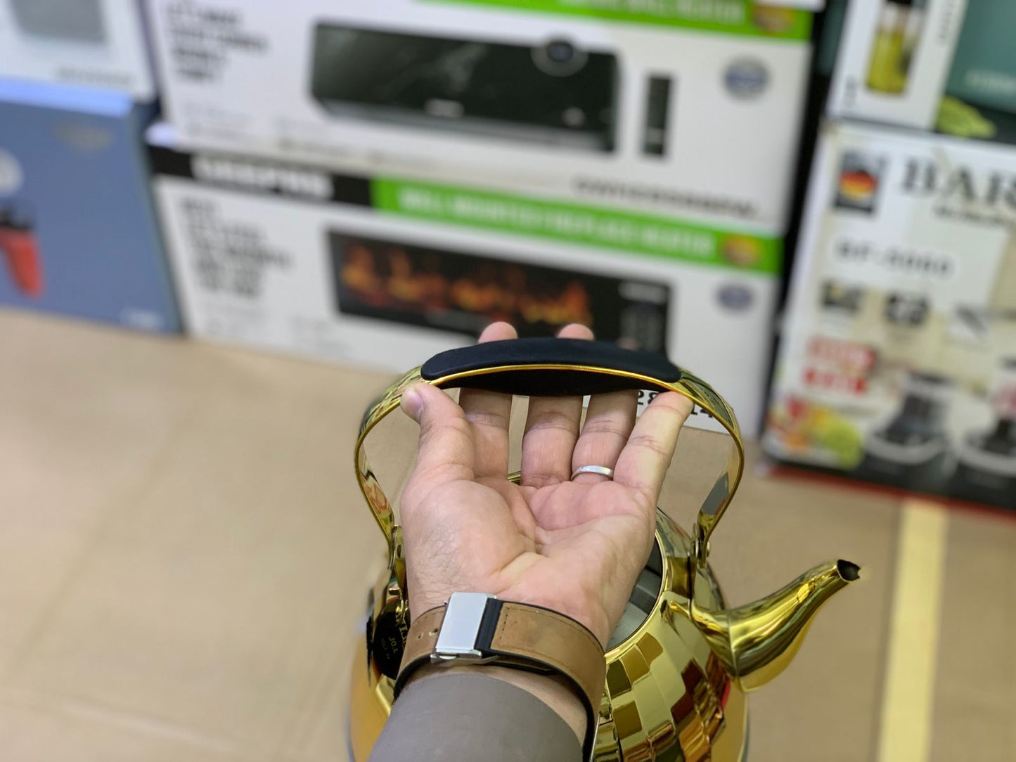 Vicalina brand Stainless steel Tea Kettles Golden,Metal and Black