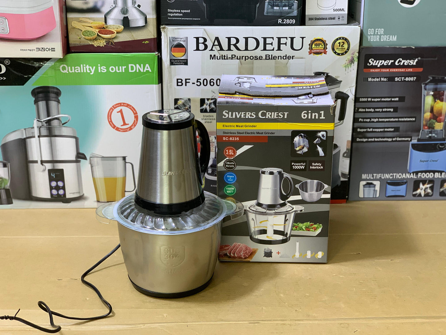 6 in 1 Food Chopper and Lasi maker double bowls and double blades