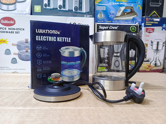 Transparent Glass Electric Tea Kettle 1.7L For Office and Guest House