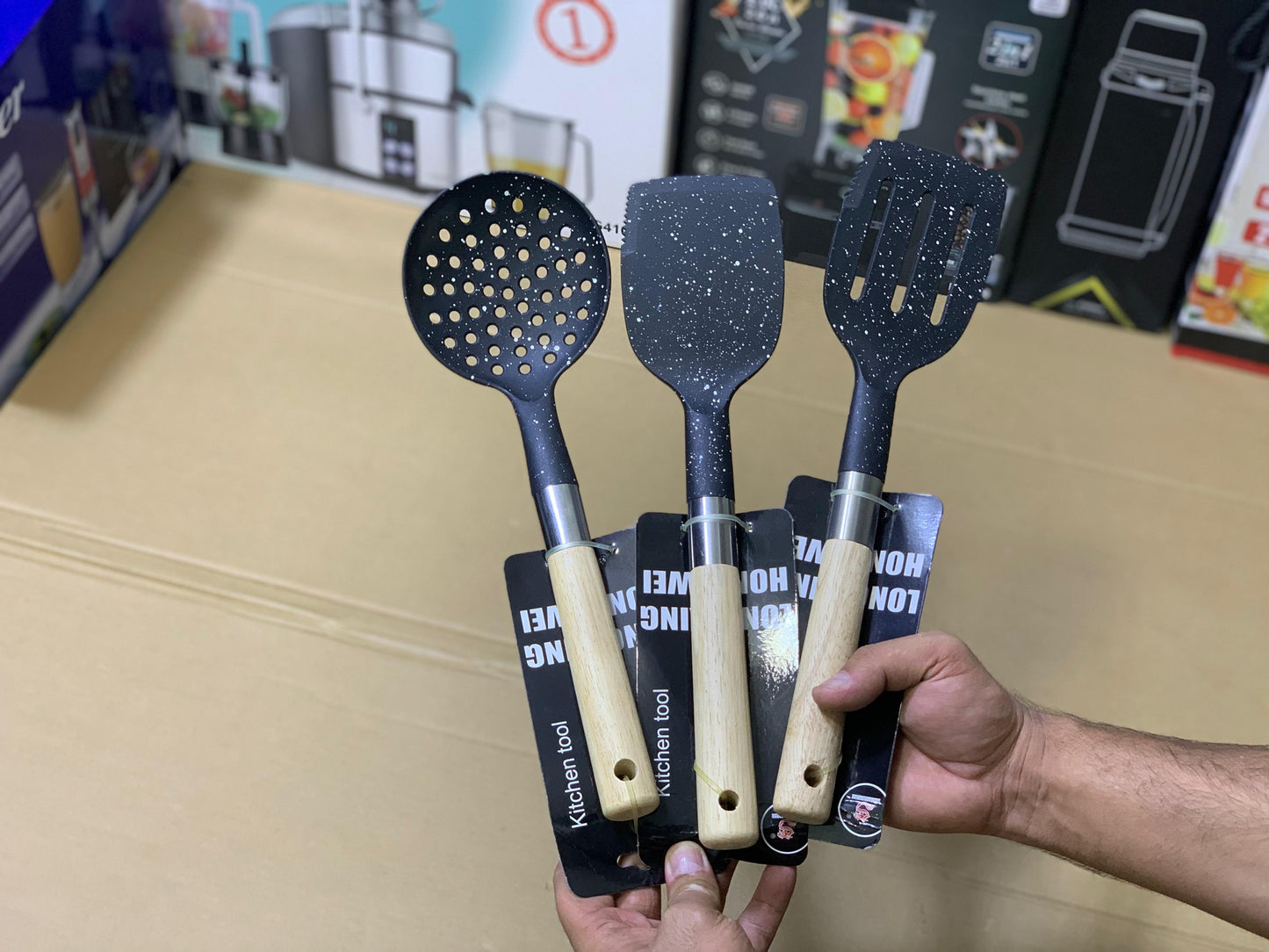 Wooden Handles Silicone Spoon| 3 Pcs  Kitchen Utensils Set